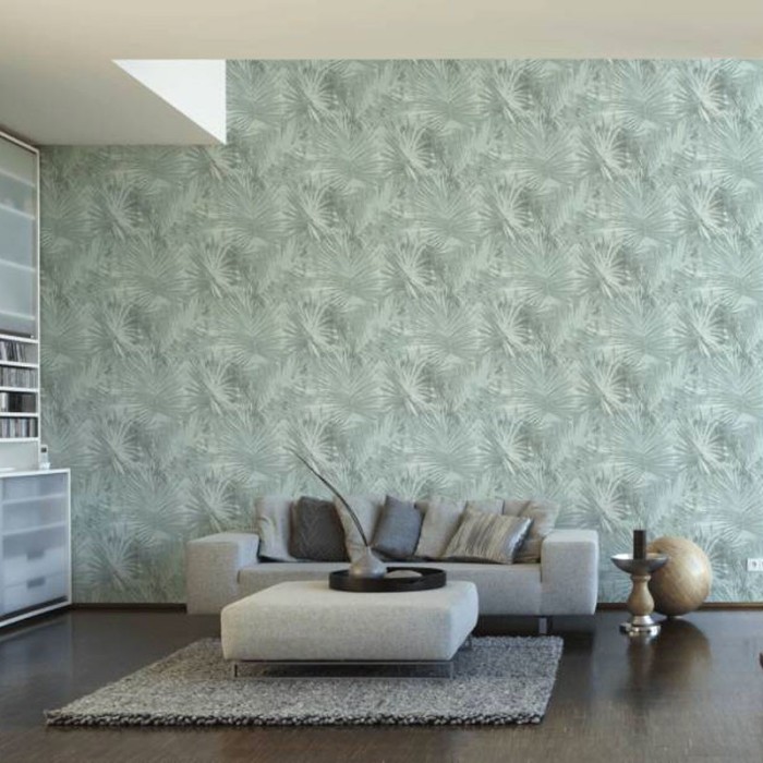 Papel pintado moderno, hojas de palmera turquesa -  218-19321