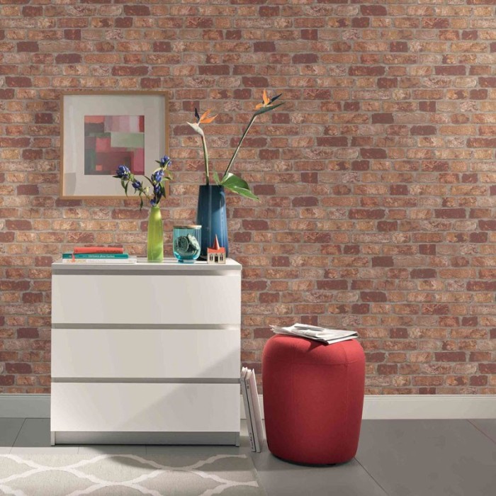 Marburg|Papier Peint brique marron lama|Imitation Brique