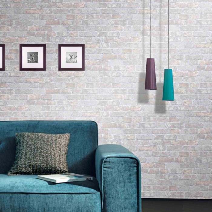 Marburg|Papier Peint brique gris clair emparqueté|Imitation Brique