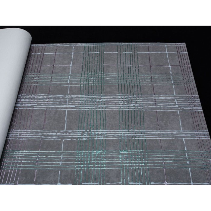 Papel pintado cuadros relieve diseño textil gris - Marburg Casual 30439