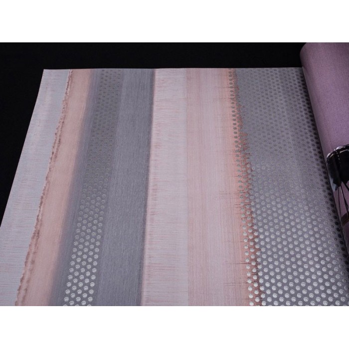 Marburg|Modern dotted stripe wallpaper in pink, grey and purple tones|Wallpaper