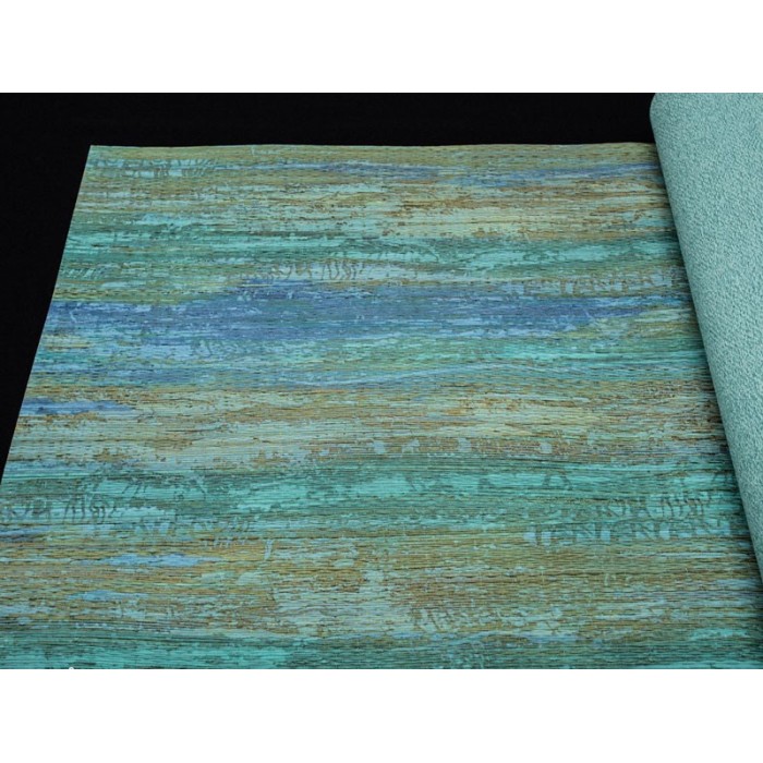 Papel pintado moderno estilo abstracto con textura de rafia verde turquesa -  219-1666