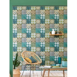 Caselio|Papier peint floral bleu avec motif de feuilles|Papier Peint 2