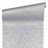 Versace|Ornamental wallpaper with metallic silver texture|Wallpaper