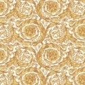 Versace|Papel pintado ornamental blanco y dorado metalizado|Papel Pintado