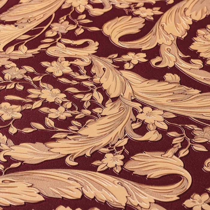 Versace|Ornamentale Tapete rot und gold metallisch|Tapeten