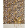Versace|Papier peint collage baroque style classique moderne bleu et or|Papier Peint