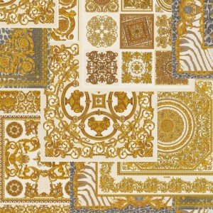 Versace|Baroque collage wallpaper in classic modern style black and gold|Wallpaper