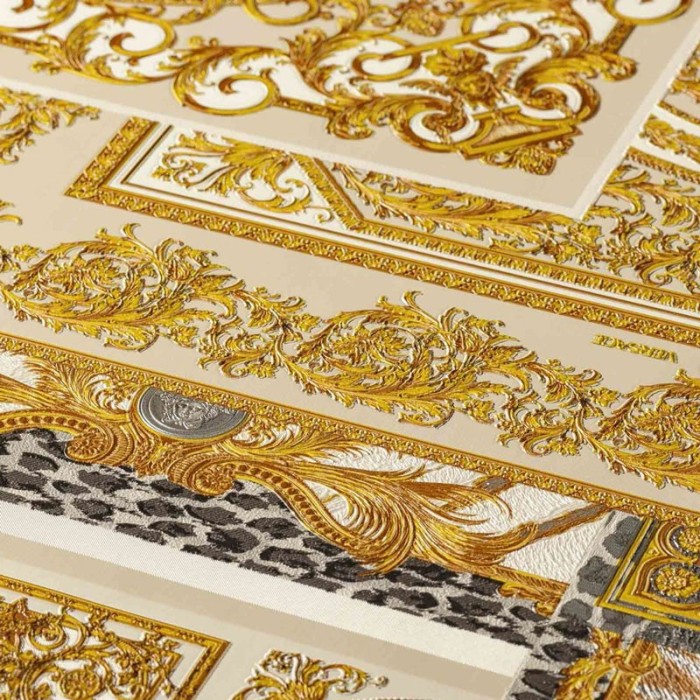 Versace|Papier peint collage baroque style classique moderne doré|Papier Peint