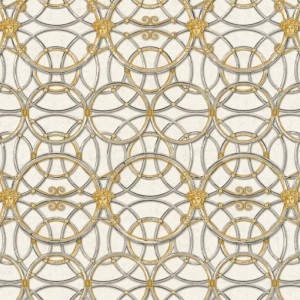 Versace|Papier peint Versace floral classique blanc et or|Papier Peint