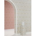 Versace|Baroque classic wallpaper with metallic circles in silver and gold|Wallpaper