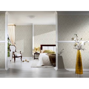 Versace|Baroque classic wallpaper with metallic circles in green and gold|Wallpaper 2