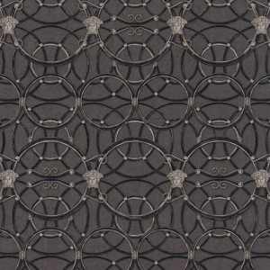 Versace|Baroque classic wallpaper with metallic circles in green and gold|Wallpaper
