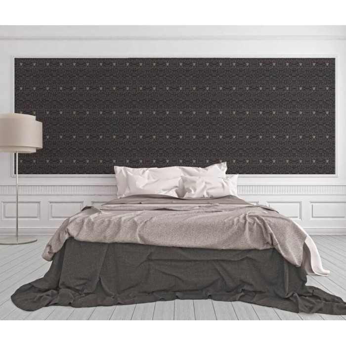 Versace|Baroque classic wallpaper with metallic circles in black and grey|Wallpaper