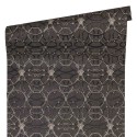 Versace|Baroque classic wallpaper with metallic circles in black and grey|Wallpaper