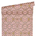 Versace|Baroque classic wallpaper with metallic circles in pink and gold|Wallpaper