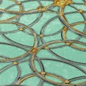 Versace|Baroque classic wallpaper with metallic circles in green and gold|Wallpaper