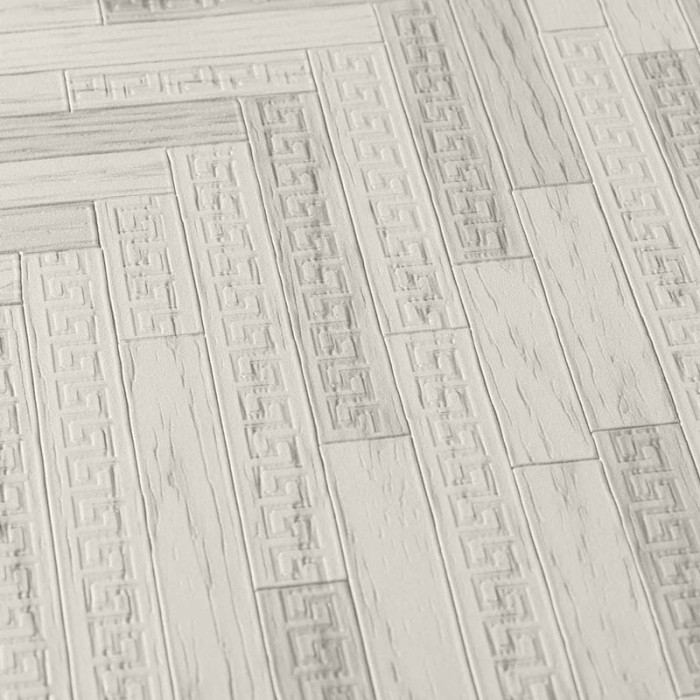 Versace|Papier peint bois sculpté motif chevrons gris brillant|Imitation Bois