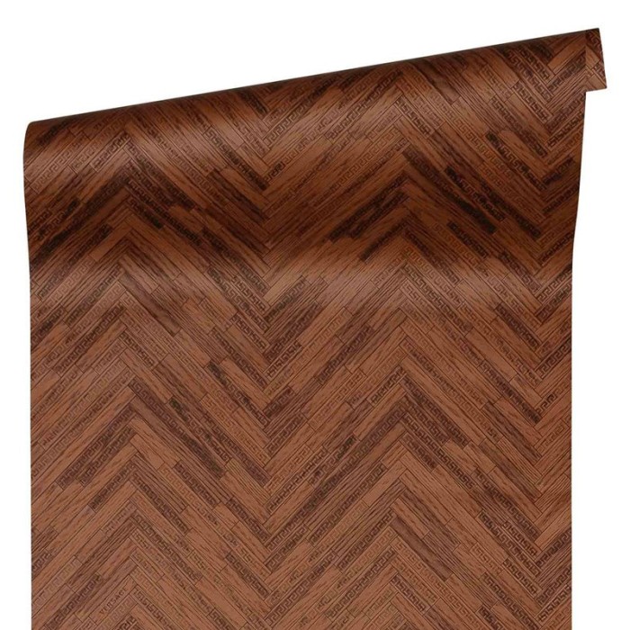 Versace|Carved wood wallpaper in herringbone mahogany|Wood Imitation