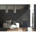 Versace|Carved wood wallpaper in herringbone grey and black|Wood Imitation