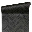 Versace|Papier peint bois sculpté motif chevrons gris et noir|Imitation Bois