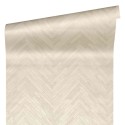 Versace|Geschnitzte Holz Tapete Fischgrät beige creme|Holzimitat