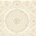 Versace|Baroque wallpaper with floral circles in beige and white|Wallpaper