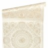 Versace|Baroque wallpaper with floral circles in beige and white|Wallpaper