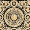Versace|Baroque wallpaper with floral circles in gold and black|Wallpaper