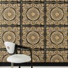 Versace|Papier peint baroque cercles floraux or et noir|Papier Peint