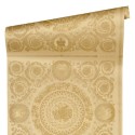 Versace|Baroque wallpaper with floral circles in gold|Wallpaper
