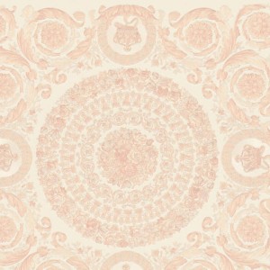 Versace|Barock Tapete mit floralen Kreisen gold und schwarz|Tapeten