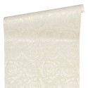 Versace|Classic ornamental wallpaper white cream metallic|Wallpaper