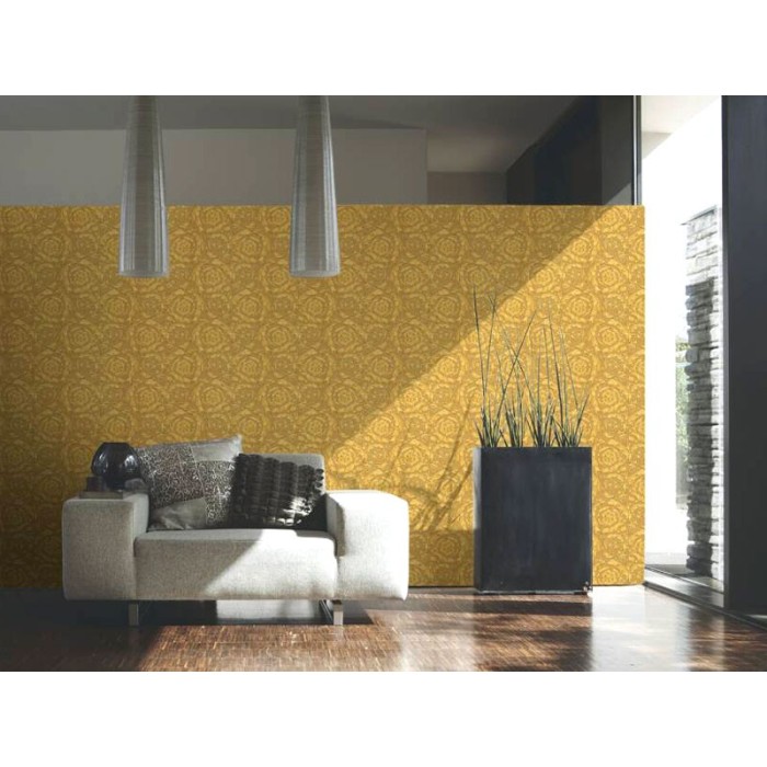 Versace|Papel pintado clásico ornamental dorado metalizado|Papel Pintado