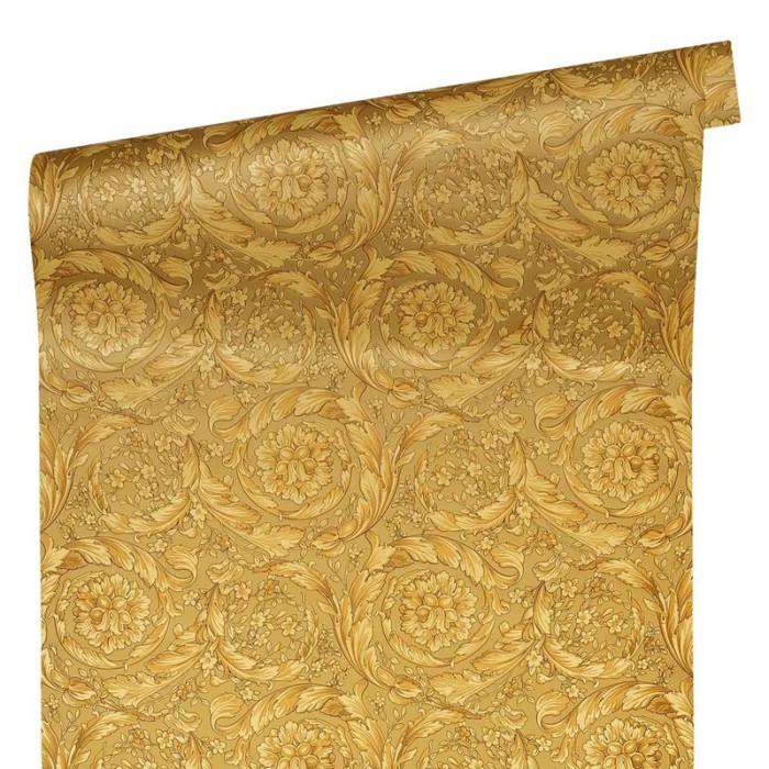Versace|Papel pintado clásico ornamental dorado metalizado|Papel Pintado
