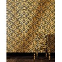Versace|Classic ornamental wallpaper black and gold metallic|Wallpaper