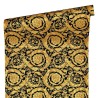 Versace|Classic ornamental wallpaper black and gold metallic|Wallpaper