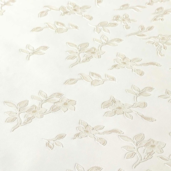 Versace|Papel pintado flores pequeñas blanco crema metalizado|Papel Pintado