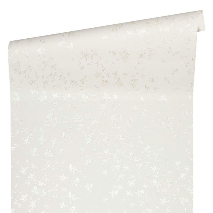 Versace|Papel pintado flores pequeñas blanco crema metalizado|Papel Pintado