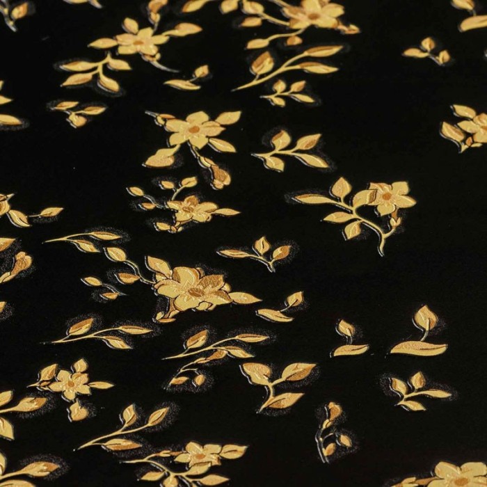 Versace|Papel pintado flores pequeñas negro y dorado metalizado|Papel Pintado