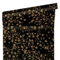 Versace|Papier peint petites fleurs noir et or métallisé|Papier Peint