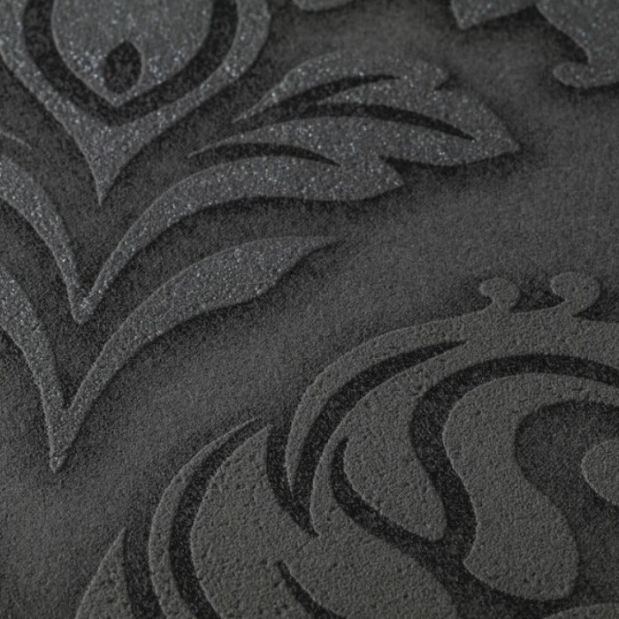 As Creation|Damasttapete schwarz glänzend mit Texturen|Tapeten
