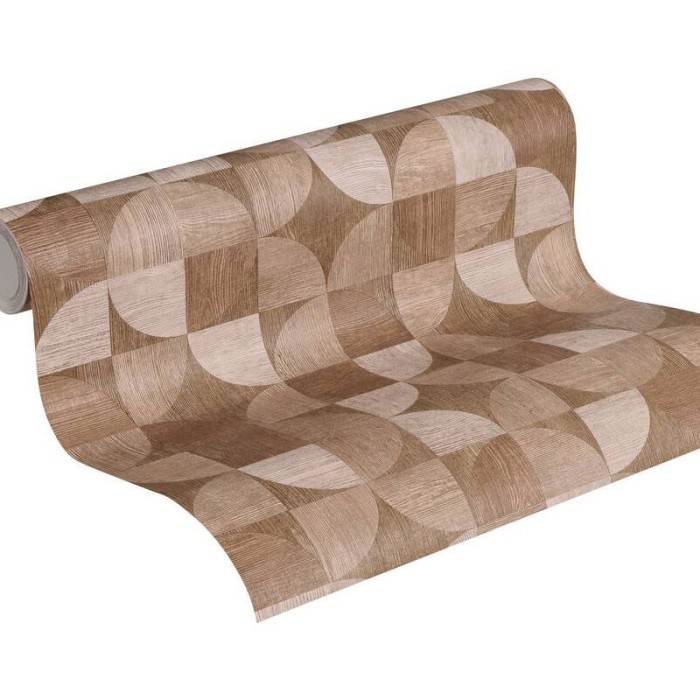 As Creation|3D wood mosaic wallpaper brown tones|Wallpaper