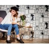 As Creation|Fashion-Collage-Tapete im Vintage-Stil auf cremefarbenem Grund|Tapeten