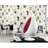 As Creation|Vintage fashion collage style wallpaper white cream|Wallpaper