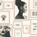 As Creation|Fashion-Tapete mit Vintage-Bildern in Creme und Rosa|Tapeten