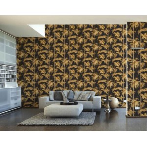 Versace|Tapete Versace Logos blau und gold metallic|Tapeten 2