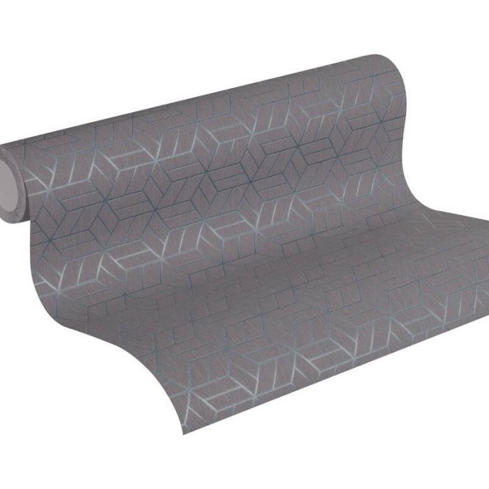 As Creation|Papel Pintado moderno geométrico 3D marrón plateado|Papel Pintado