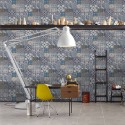 As Creation|Blue and white tile effect mosaic wallpaper|Wallpaper