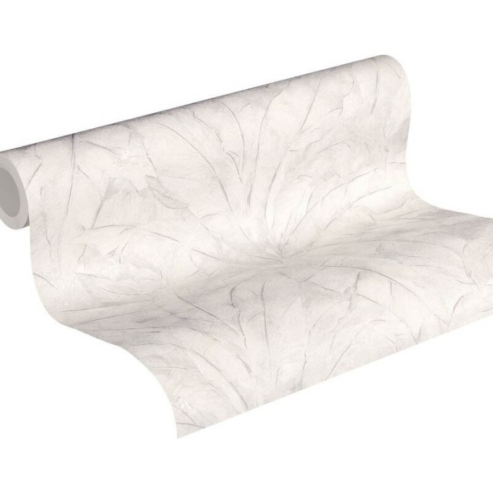 As Creation|Large tropical leaf wallpaper white cream|Wallpaper